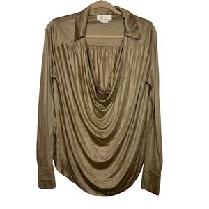 Anthropologie Champagne Draped Viscose Lightweight Office Work Top Women sz S